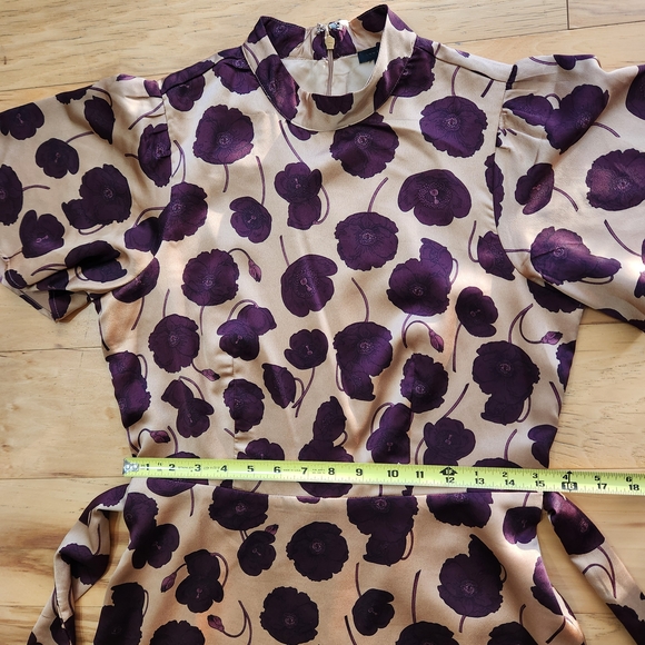 Ann Taylor Floral Flutter Sleeve Belted Flare Dress - Picture 8 of 10